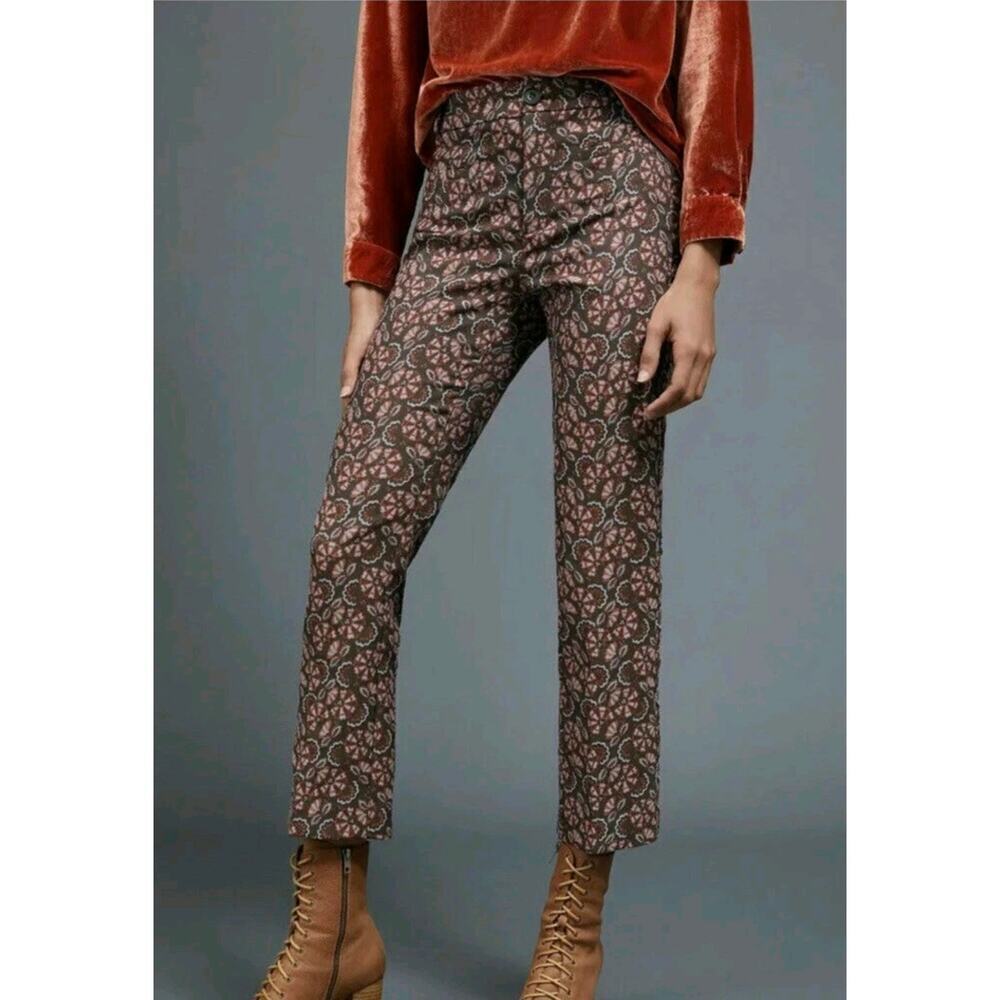 Anthropologie The Essential Slim Jacquard Flat Front Trouser. Size 2. Ret $128
